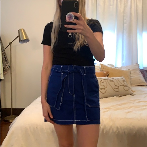 Blue mini skirt with tie - Picture 1 of 5